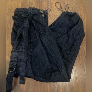 BDG Urban Outfitters Strappy Cargo Jeans Washed Black Baggy - Size Small